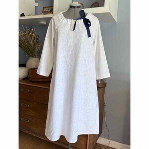 LeMuse Linen Cocktail Minimalist Dress in French White A-Line MCM Style Sz M